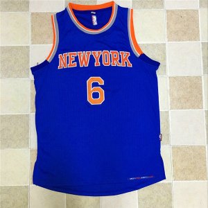 Maillot De Basket New York Knicks Kristaps Porzingis 6 Brode AU Fabric Bleu